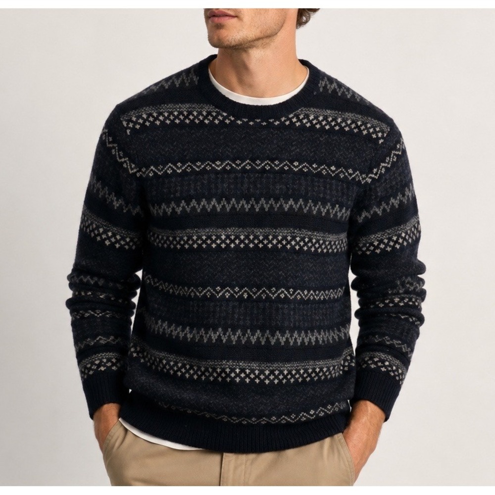 Polo Ralph Lauren Fair Isle Crewneck Sweater Men's Large Hand Knit Lambswool